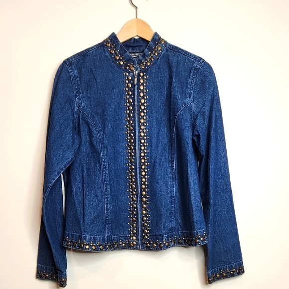 New Directions Studded Blue Jean Women's Jacket - Picture 1 of 4
